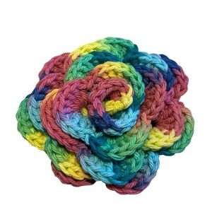 Multicolor Crochet Cotton Rose Flower Rosette for Crafting Handcrafted Handmade
